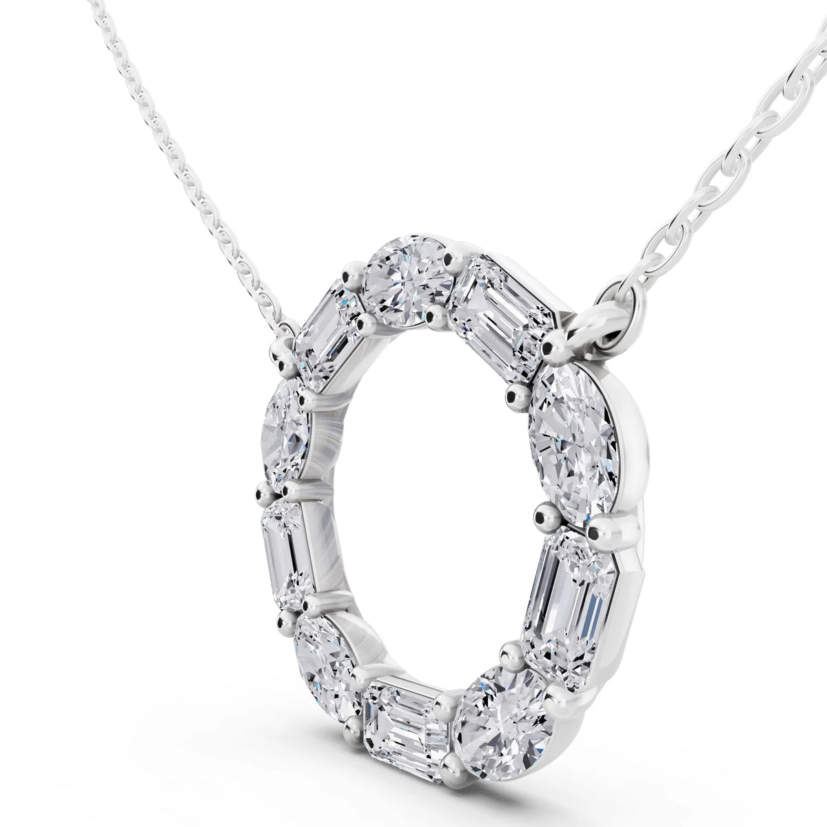 Oval Emerald Open Circle Lab Grown Diamond Pendant, view 5