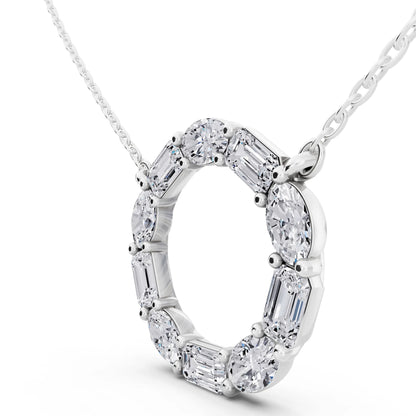 Oval Emerald Open Circle Lab Grown Diamond Pendant, view 5