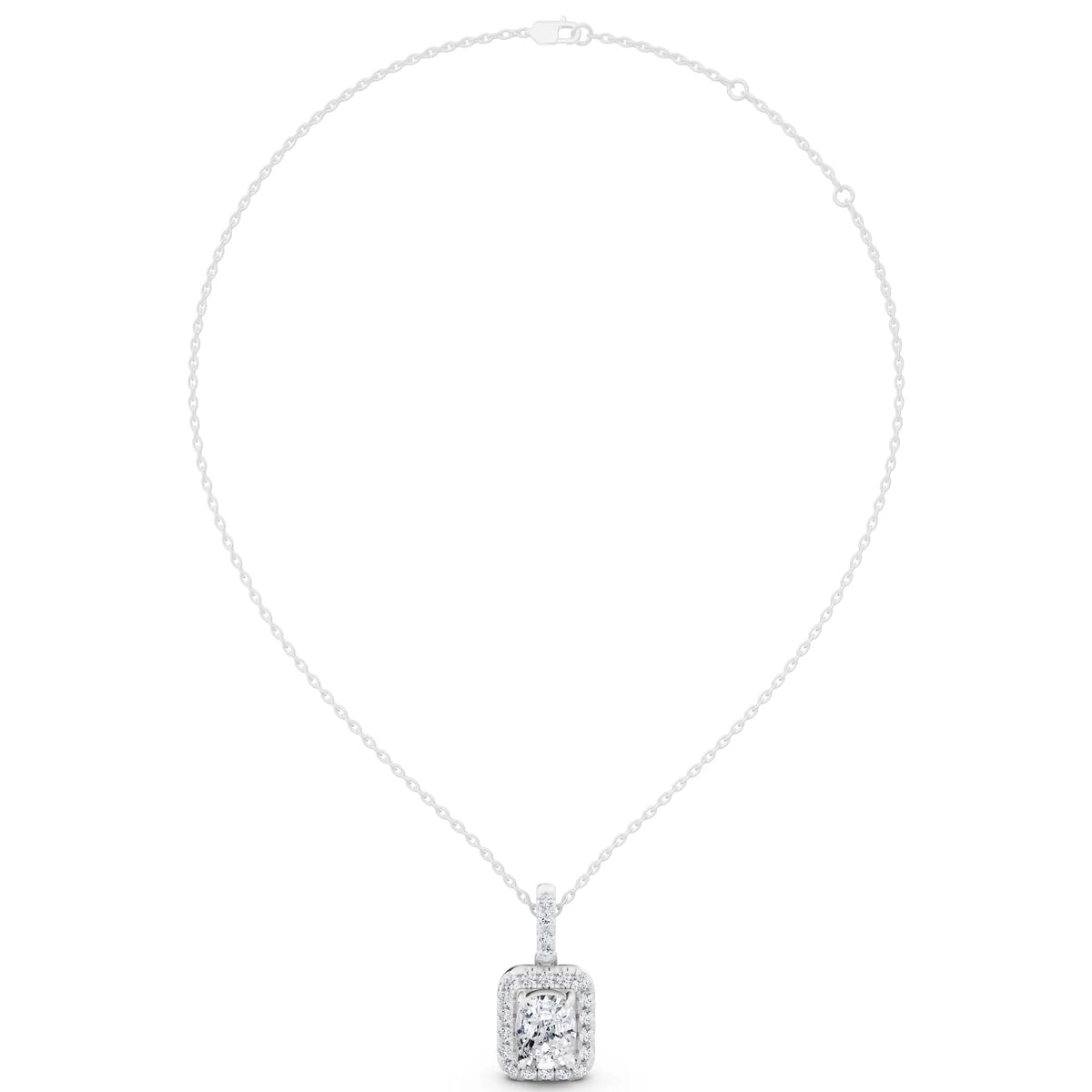 Cushion Lab Grown Diamond Halo Statement Pendant, view 4
