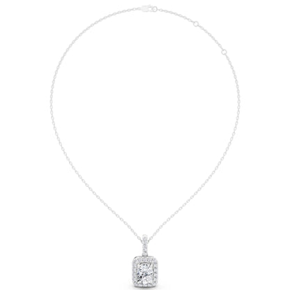 Cushion Lab Grown Diamond Halo Statement Pendant, view 4