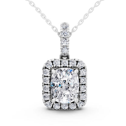 Cushion Lab Grown Diamond Halo Statement Pendant