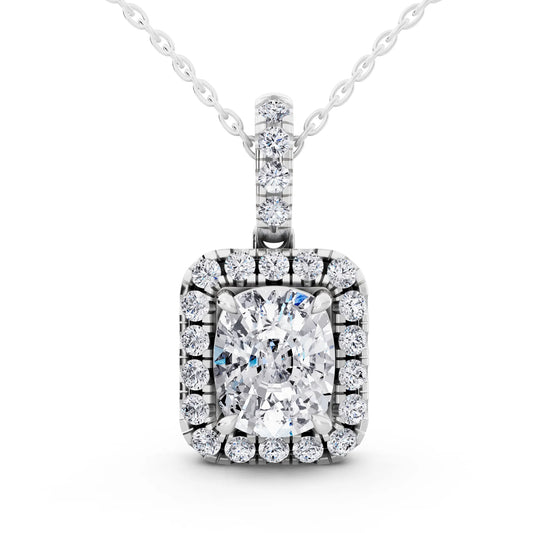 Cushion Lab Grown Diamond Halo Statement Pendant