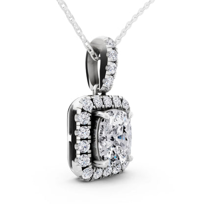 Cushion Lab Grown Diamond Halo Statement Pendant, view 2