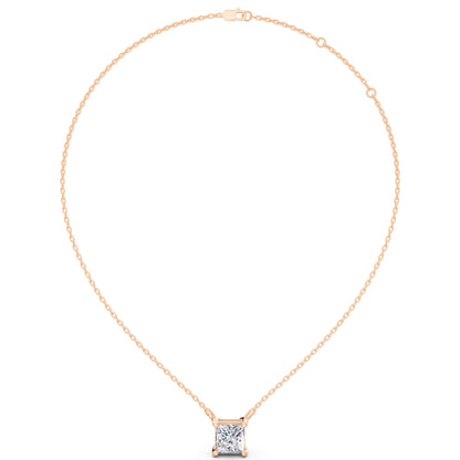 Rose Gold Minimalist Princess Lab Grown Diamond Pendant, view 4