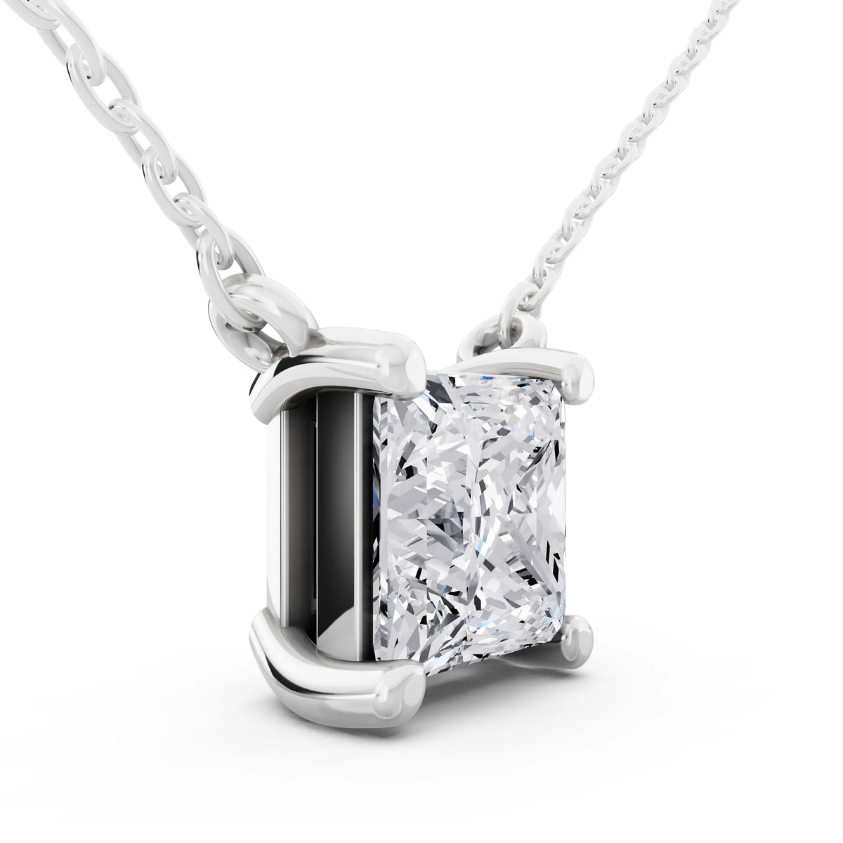 Minimalist Princess Lab Grown Diamond Pendant, view 2