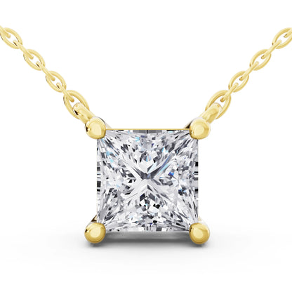 Yellow Gold Minimalist Princess Lab Grown Diamond Pendant