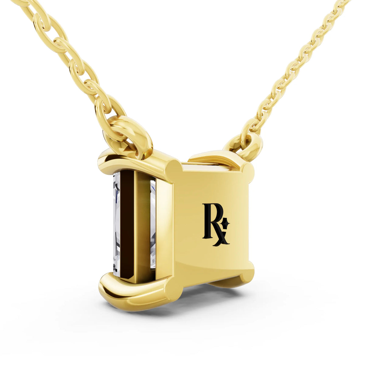 Yellow Gold Minimalist Princess Lab Grown Diamond Pendant, view 3