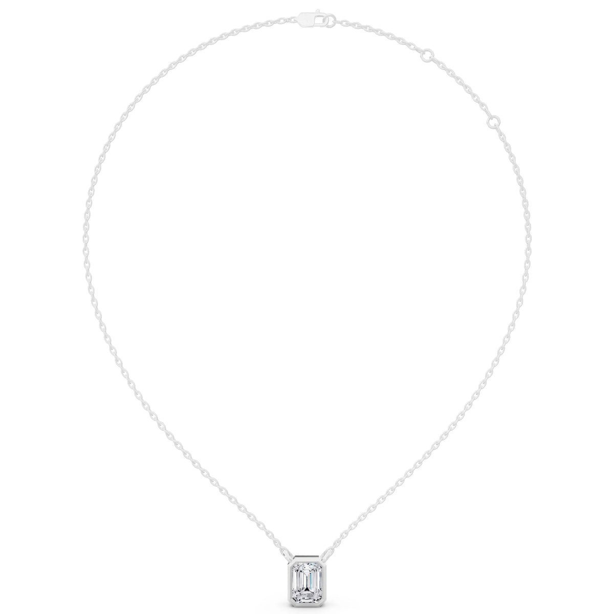 1.50 Carat Emerald Lab Grown Diamond Bezel Pendant, view 4