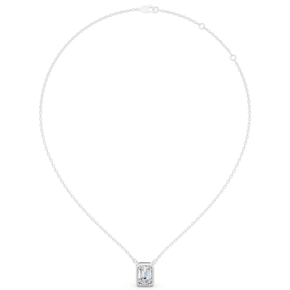 1.50 Carat Emerald Lab Grown Diamond Bezel Pendant, view 4