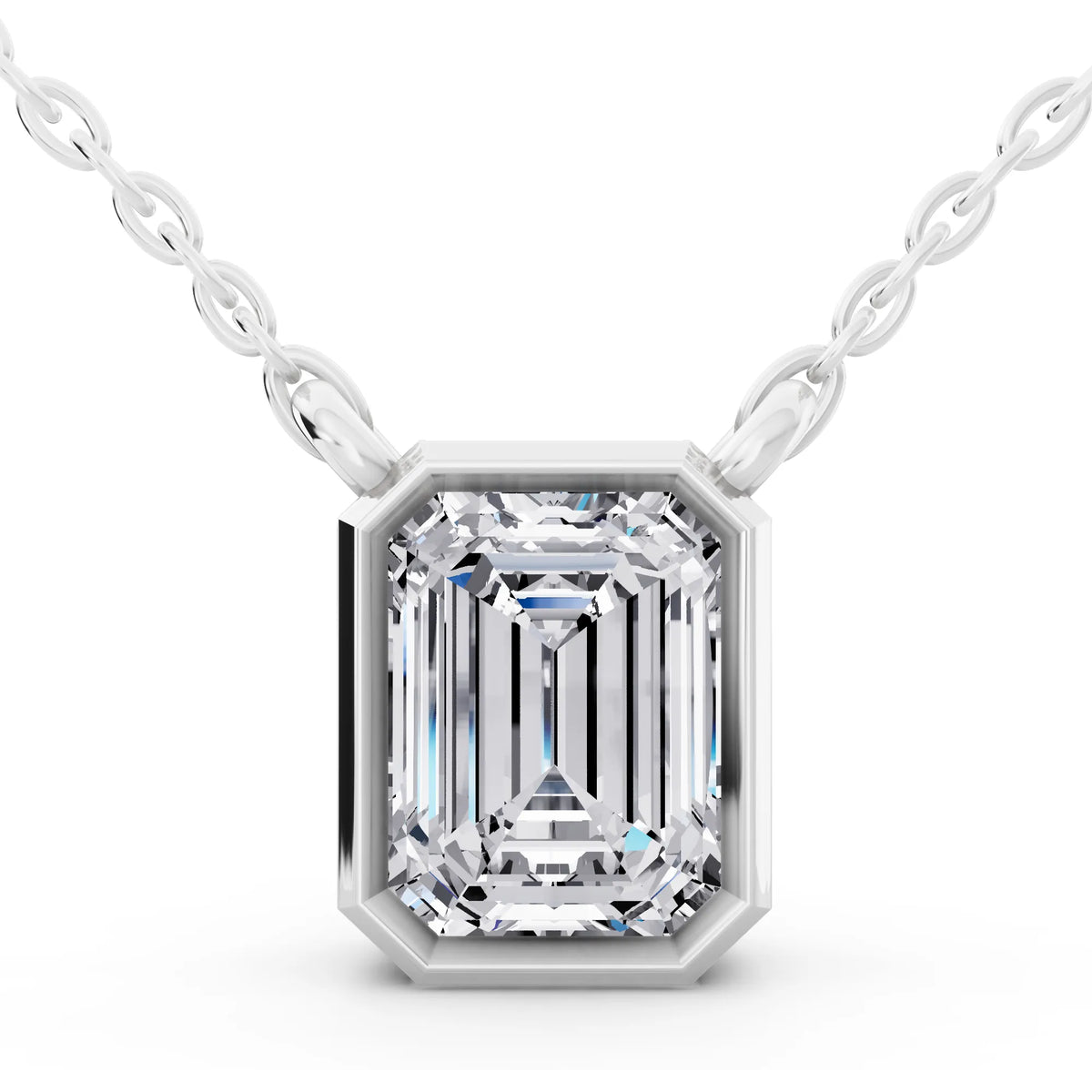 1.50 Carat Emerald Lab Grown Diamond Bezel Pendant