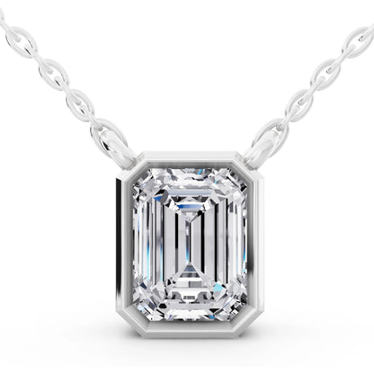 1.50 Carat Emerald Lab Grown Diamond Bezel Pendant