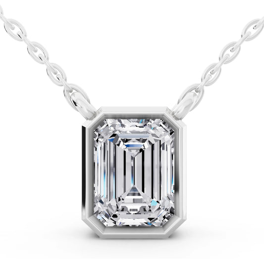 1.50 Carat Emerald Lab Grown Diamond Bezel Pendant