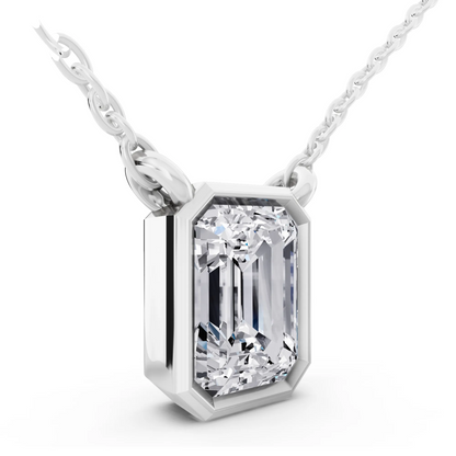 1.50 Carat Emerald Lab Grown Diamond Bezel Pendant, view 2