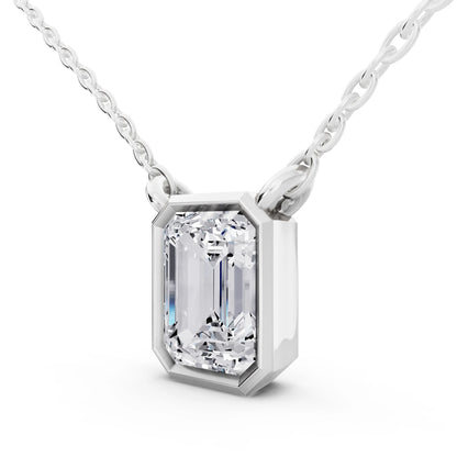 1.50 Carat Emerald Lab Grown Diamond Bezel Pendant, view 3