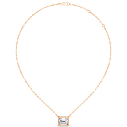 Rose Gold 2.50 Carat Emerald Lab Grown Diamond Bezel Pendant, view 4