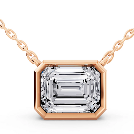 Rose Gold 2.50 Carat Emerald Lab Grown Diamond Bezel Pendant