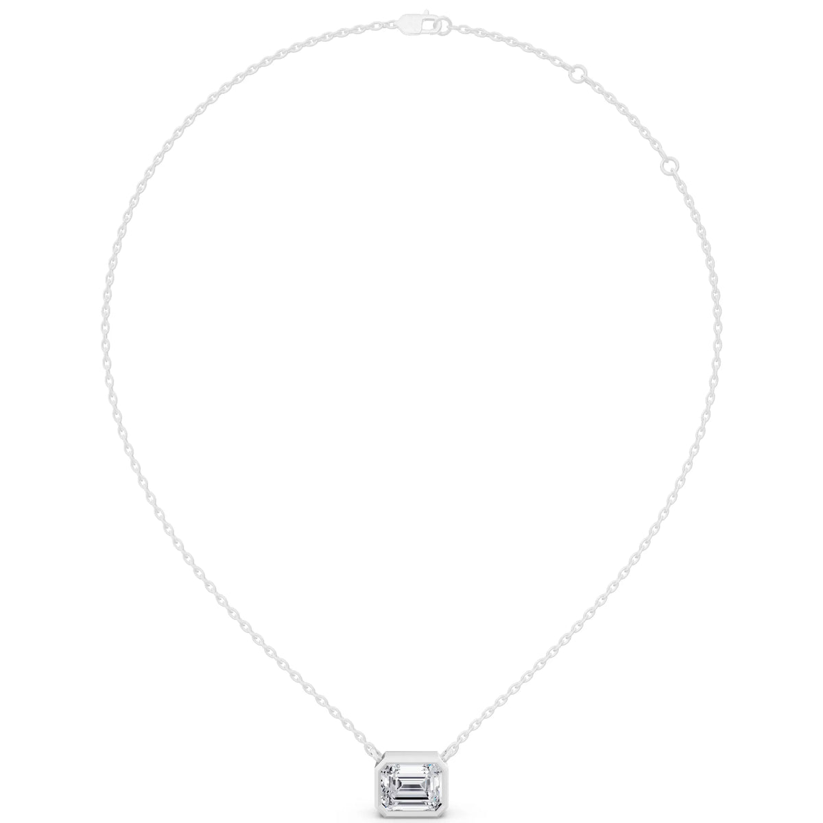 2.50 Carat Emerald Lab Grown Diamond Bezel Pendant, view 4