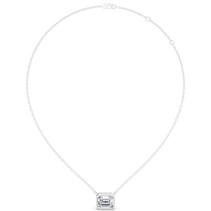 2.50 Carat Emerald Lab Grown Diamond Bezel Pendant, view 4