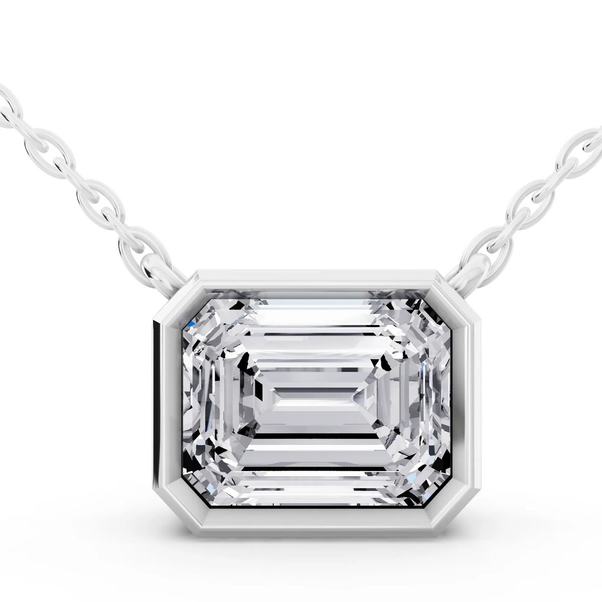 2.50 Carat Emerald Lab Grown Diamond Bezel Pendant