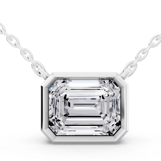 2.50 Carat Emerald Lab Grown Diamond Bezel Pendant