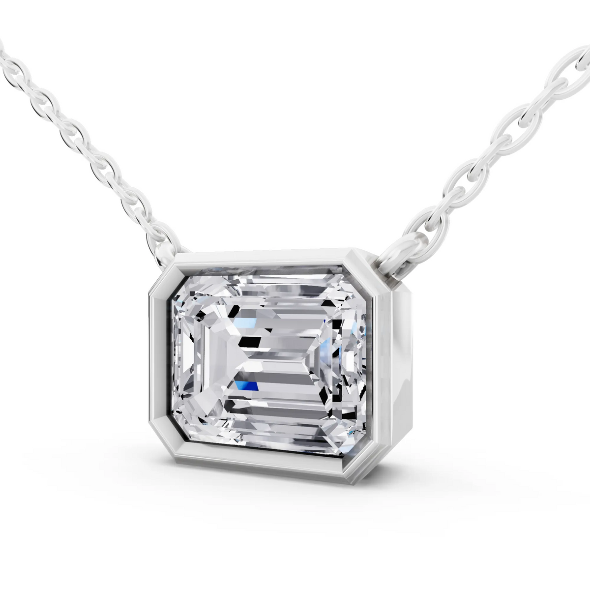 2.50 Carat Emerald Lab Grown Diamond Bezel Pendant, view 2