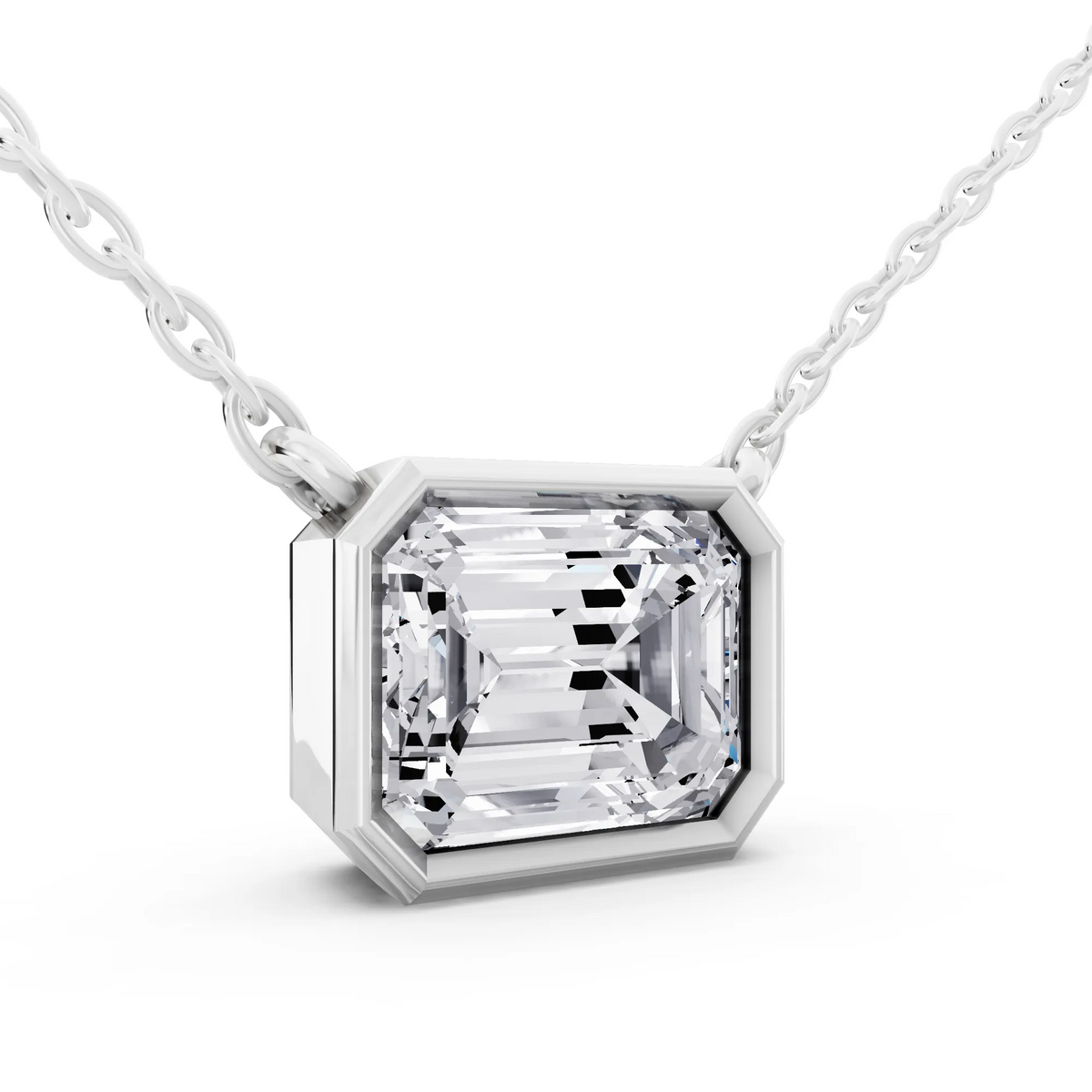 2.50 Carat Emerald Lab Grown Diamond Bezel Pendant, view 3