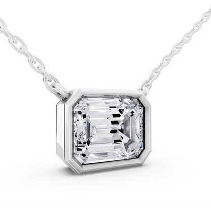 2.50 Carat Emerald Lab Grown Diamond Bezel Pendant, view 3