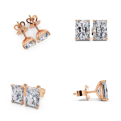 Rose Gold Martini Radiant Lab Grown Diamond Stud Earrings, view 6