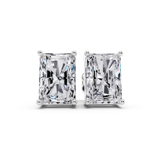 4 Prong Radiant Lab Grown Diamond Stud Earrings, front view