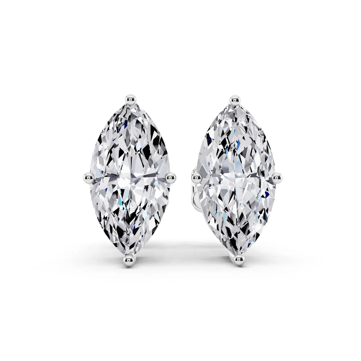 4 Prong Marquise Lab Grown Diamond Stud Earrings, front view