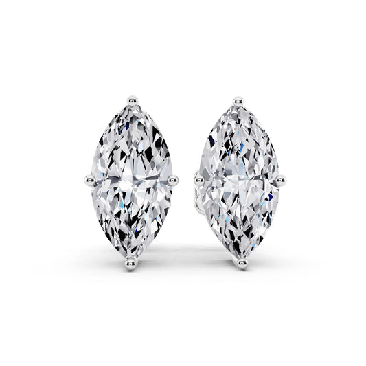 4 Prong Marquise Lab Grown Diamond Stud Earrings, front view