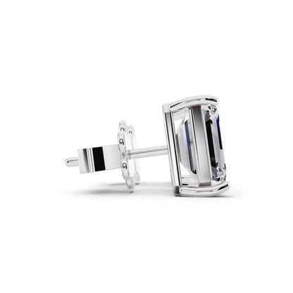 4 Prong Emerald Lab Grown Diamond Stud Earrings, side view