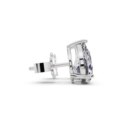 4 Prong Pear Lab Grown Diamond Stud Earrings, side view