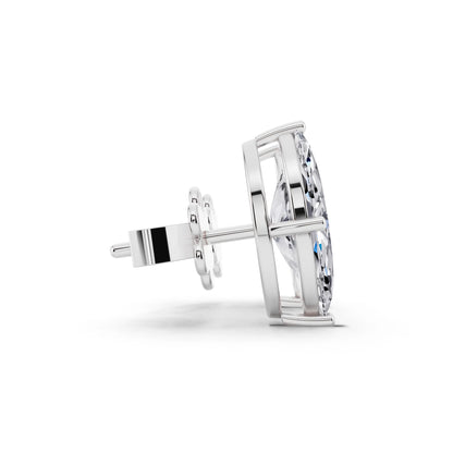 4 Prong Marquise Lab Grown Diamond Stud Earrings, side view