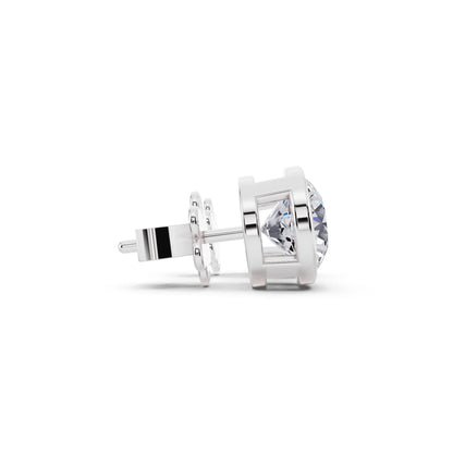 Bezel Round Lab Grown Diamond Stud Earrings, side view