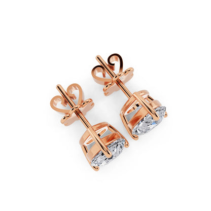 Rose Gold 4 Prong Pear Lab Grown Diamond Stud Earrings, top view
