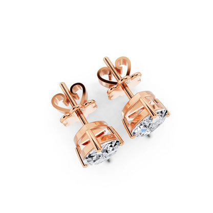 Rose Gold 4 Prong Marquise Lab Grown Diamond Stud Earrings, top view