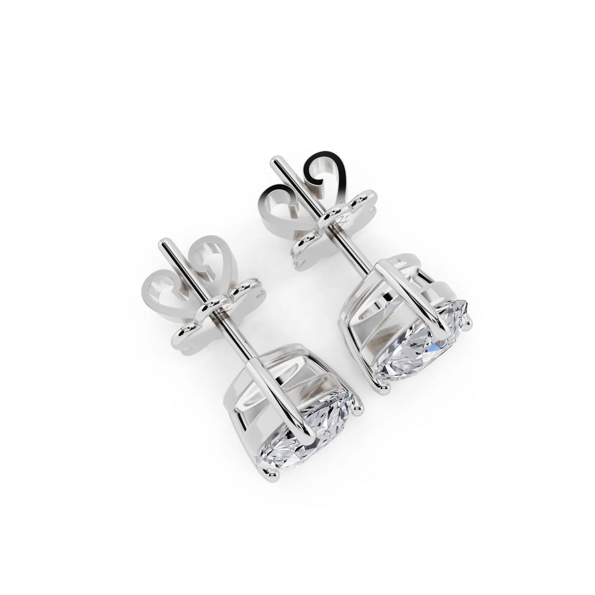 4 Prong Pear Lab Grown Diamond Stud Earrings, top view