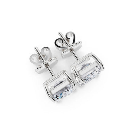4 Prong Emerald Lab Grown Diamond Stud Earrings, top view