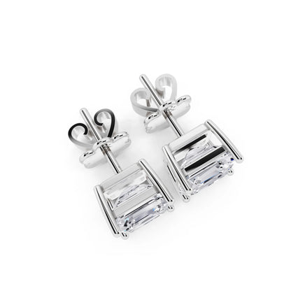 4 Prong Asscher Lab Grown Diamond Stud Earrings, top view