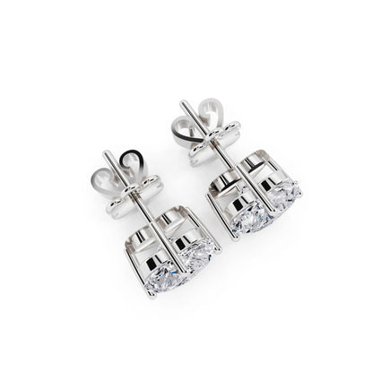 4 Prong Heart Lab Grown Diamond Stud Earrings, top view