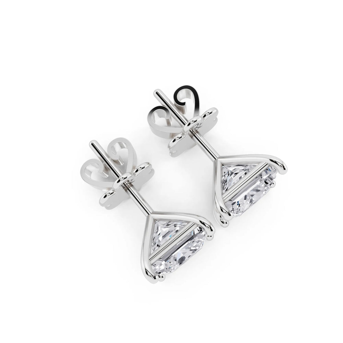 Martini Princess Lab Grown Diamond Stud Earrings, top view
