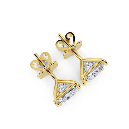 Yellow Gold Martini Princess Lab Grown Diamond Stud Earrings, top view