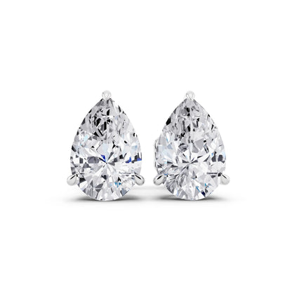 Tiger-prong Pear Lab Grown Diamond Stud Earrings, front view