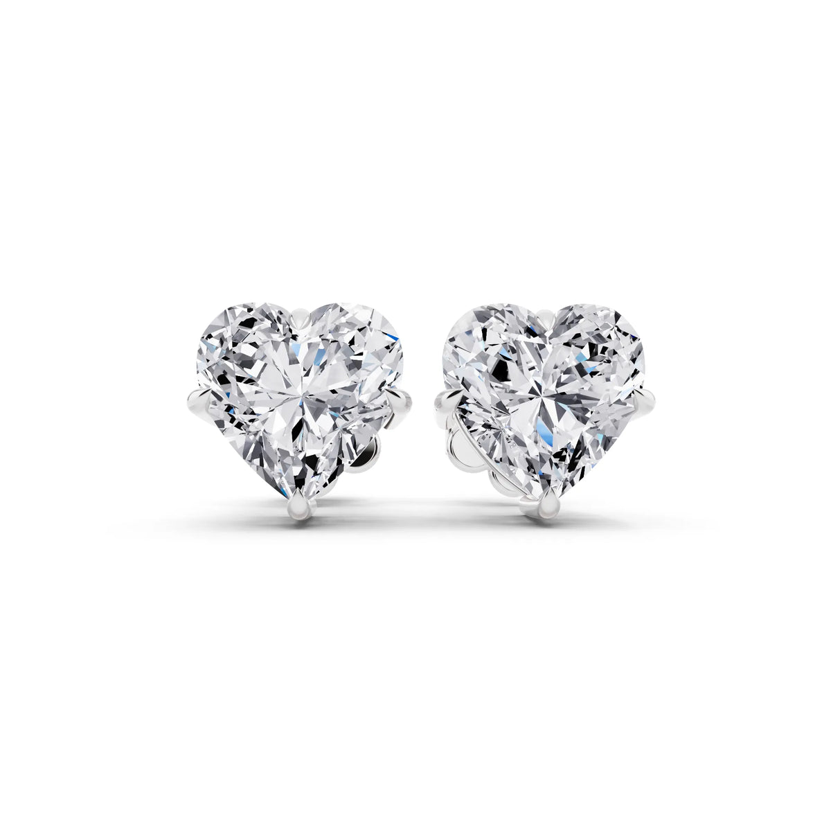 Tiger-prong Heart Lab Grown Diamond Stud Earrings, front view