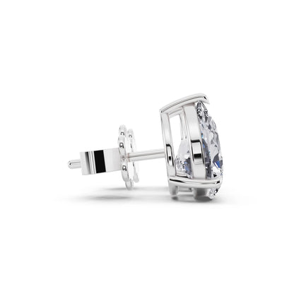 Tiger-prong Pear Lab Grown Diamond Stud Earrings, side view