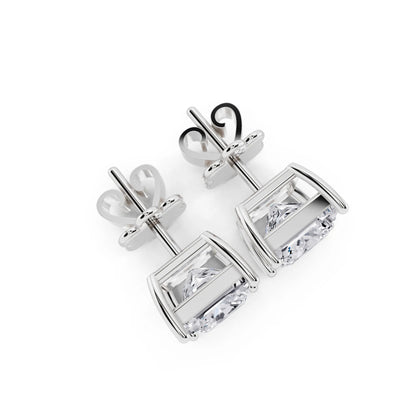 4 Prong Princess Lab Grown Diamond Stud Earrings, top view