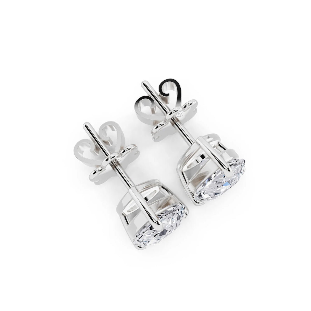 Tiger-prong Pear Lab Grown Diamond Stud Earrings, top view