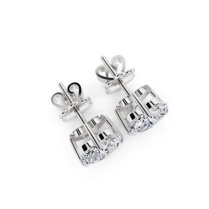 Tiger-prong Heart Lab Grown Diamond Stud Earrings, top view