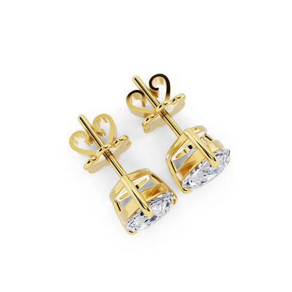Yellow Gold Tiger-prong Pear Lab Grown Diamond Stud Earrings, top view